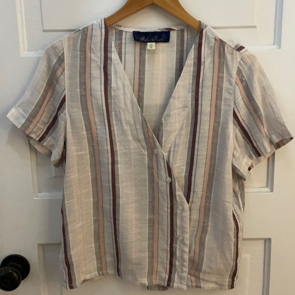 Asymmetric Button Striped Top
